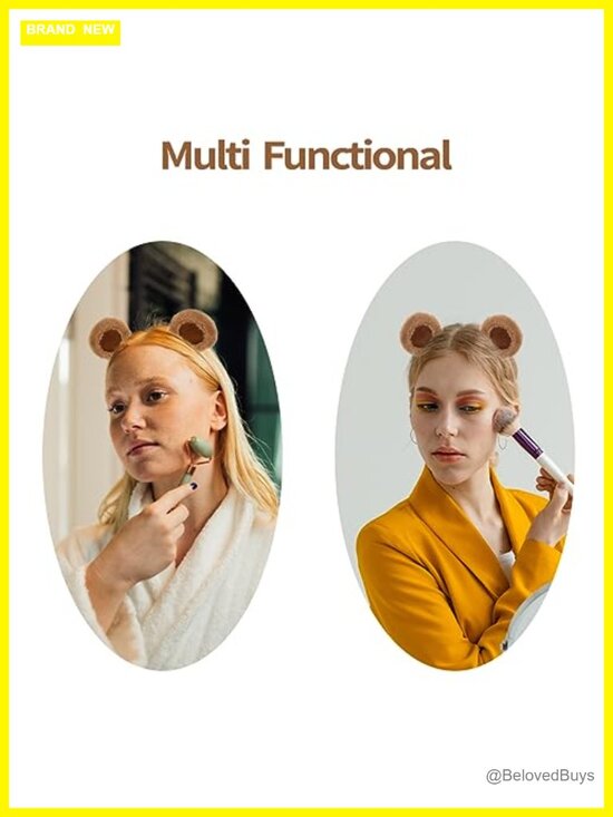 8 Pack Bear Ears Adult Headband with Animal Costume, Soft Washing Face Hairband